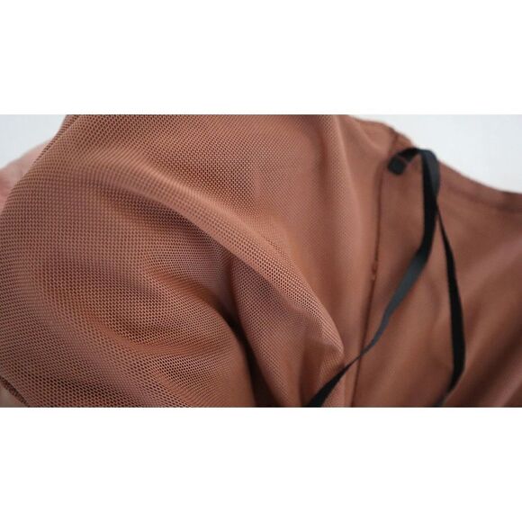 Urban Outfitters Women's Sz XS Cocoa Brown Lumiére Knit Faux Wrap Ruched Dress - Picture 7 of 8